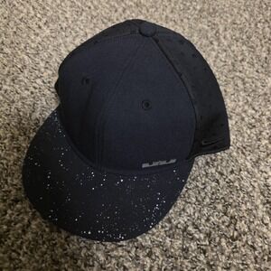 Nike True LeBron Hat Cap Snap Back Mens One Size Black Speckle Mesh Flat Bill